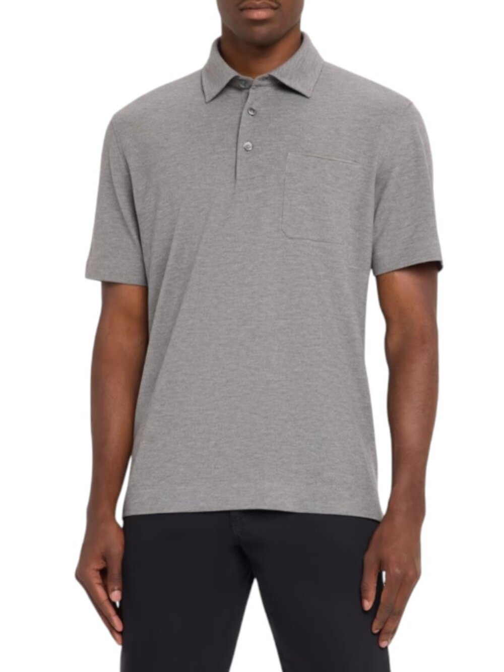 Zegna Performance Pique Polo Golf Shirt Mens 52 Large Gray Short Sleeve Cotton